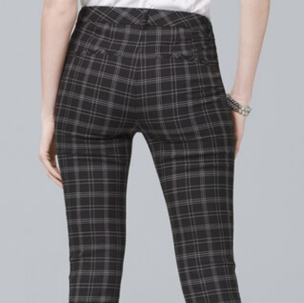 COMFORT STRETCH PLAID SLIM ANKLE PANTS